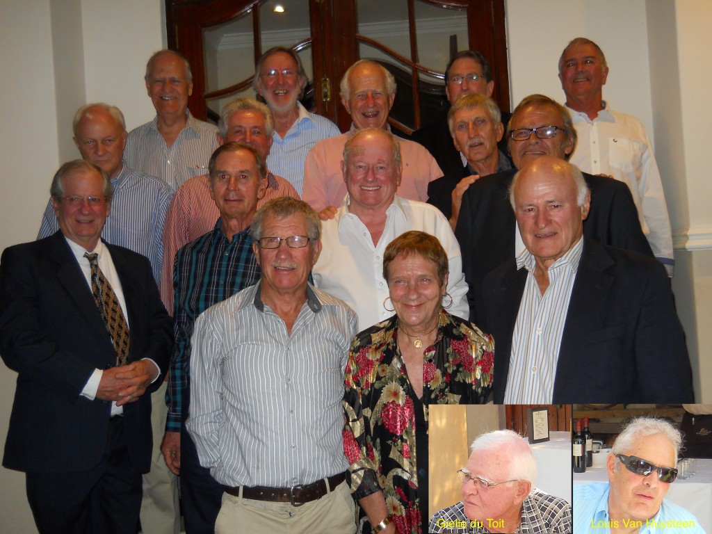 Back: Attie van Wyk, Poen Hoffman, Bill Daly, Stefan de Vos, Chris Jansen Middle back: George Pretorius, Owen Dean, Dawie Uys Middle front: Helmuth von Michaelis, Freddie de Jager, James Fourie, Charles Goedhals Front: Ertjies Smit, Hester Fouche, Pieter Le Roux