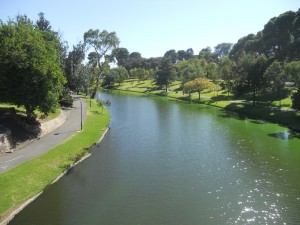 View from a bridge over River Torrens in Adelaide