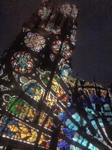 Every half an hour every night for 20 minutes, a light show is mounted against Strasbourg’s cathedral.