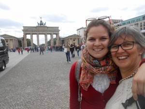 My mom and I in Berlin, Brandenburger Tor in background