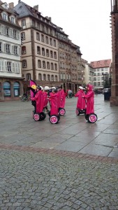 Tourists enjoyed doing sight-seeing in Strasbourg by segway.