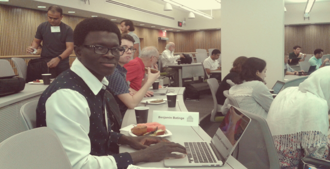 Benjamin in a lecture room at the MIT Sloan School of Management 