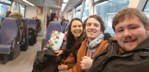 Thomas with other international students travelling via train