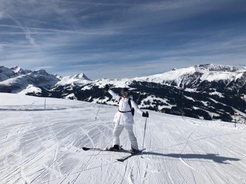 Maria's fun along the snow slopes