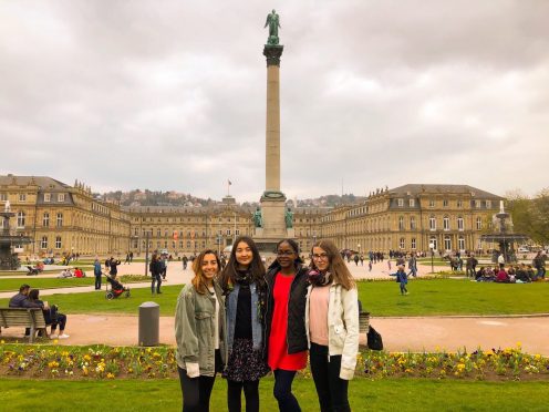 Dorica (second from right) with her friends in Stuttgart City Centre