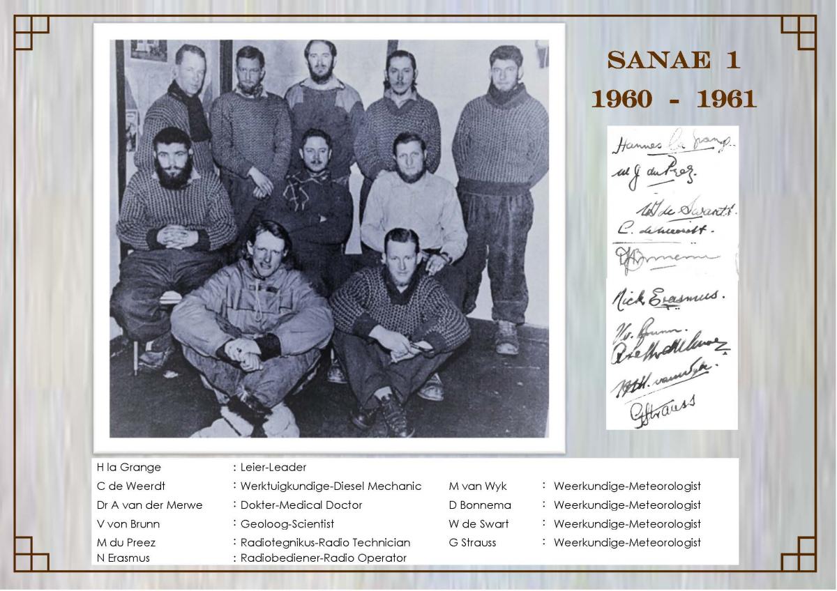 SANAE 1 Team Photo and Signatures.