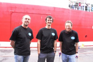 L-R: The three biologists of Gough61; Derren Fox, Chris Taylor and Jan Bradley.   