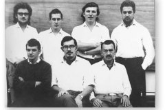 GOUGH 10 (1964-1965): Back (L-R) Evert Scholtz (Meteorologist), Nico Venter (Meteorologist), Willie Taal (Meteorologist), Du Toit Olivier (Radio Technician); Front: Carl Booysen (Radio Operator), Gawie Viviers (Meteorologist/Leader), Jannie Herbs (Medic).