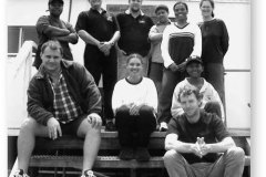 GOUGH 46 (2000-2001): Back (L-R) Pumeza Skepe, Chris Swanepoel, Deryck Yelverton, Piet, Princess, Erica Sommers; Front: Louis Janse van Vuuren, Brigitte, Linda, Richard.