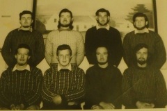 MARION 21 (April 1964-March 1965): Back (L-R) Sidney Strong (Meteorologist), Cedric Roberts (Handyman), Lourens "Loutjie" de Beer (Medic), Christo "Wolfie" Wolfaardt (Meteorologist); Front: Wynand Visagie (Radio Operator/Technician), Theo Von Ludwig (Leader/Meteorologist), Chris Human (Carpenter), Steve Quinn (Meteorologist).