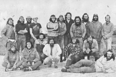 MARION 38 (1981-1982): Back (L-R) N.M. Hurst (Meteorologist), G. Kerley (Biologist), M. Bester (Biologist), L. Forde (Assistant Biologist), F. Smit (Assistant Biologist), J. Truter (Meteorologist), M. Grobbelaar (Medic), R. Riley (Leader/Meteorologist), T. Stallbom (Diesel Mechanic), S. Fugler (Biologist), M. v Aardt (Radio Technician); Front: D. Conway (Chief Meteorologist), T. Leask (Assistant Biologist), N. Adams (Biologist), E. v Heerden (Radio Operator), C. Brown (Biologist), P. v Litsenborgh (Assistant Biologist), P. v Rensburg (Biologist).