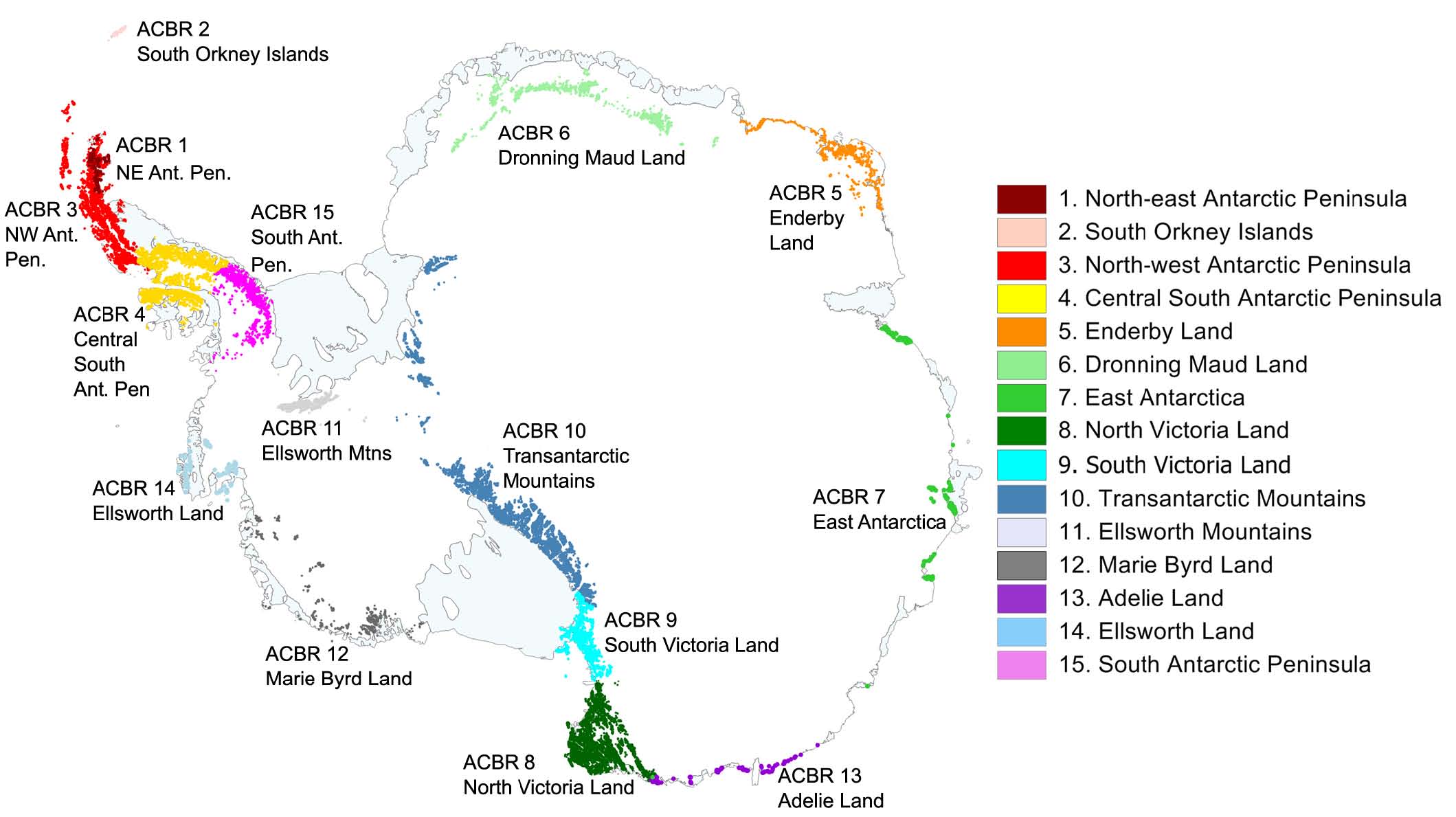 Fifteen Antarctic Biogeographic Regions