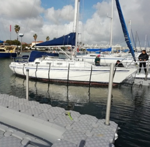 Encapsulated yacht in Port Owen marina