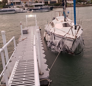 Encapsulated yacht in Port Owen marina