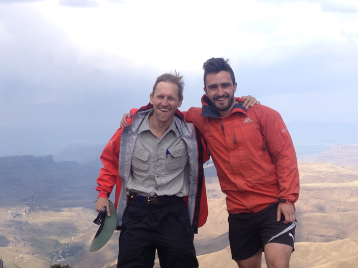 Mark Robertson and Tom Bishop at the top of Sani Pass (3000 m asl)
