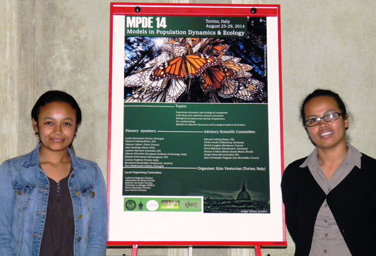 C·I·B representatives, Ony Minoarivelo (left) and Dr Andriamihaja Ramanantoanina (right) at the annual Models in Population Dynamics and Ecology Conference 2014, in Italy.