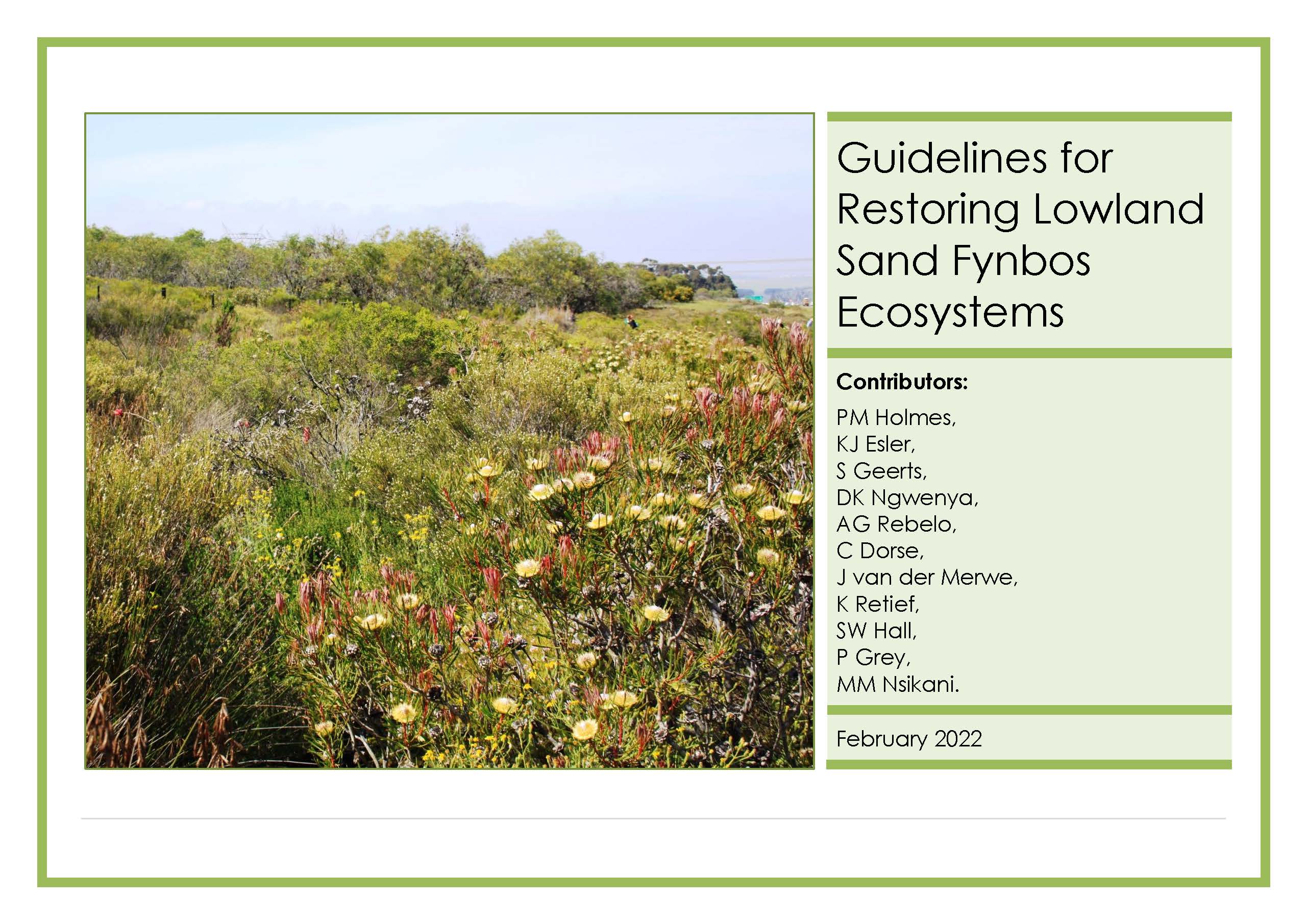 Restoring Lowland Sand Fynbos – guidelines hot off the press